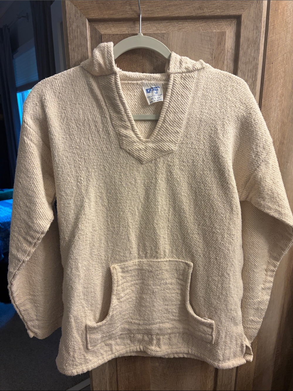 Cream Baja Molina Hoodie with Sunset Mushroom Peace back Graphic jrs small med - Picture 2 of 9